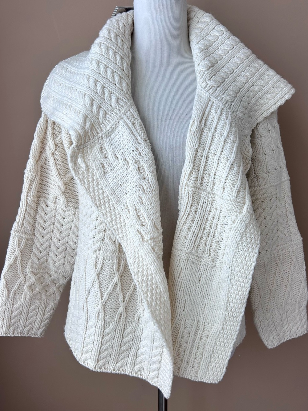 Blarney Woolen Mills One Button Aran Cardigan Irish Wool Fisherman Size S NWT - Picture 6 of 15